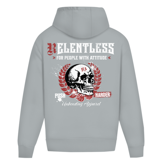 Oversize Hoodie  Unisex - Push Harder - Rot/Weiß - Unbending Apparel