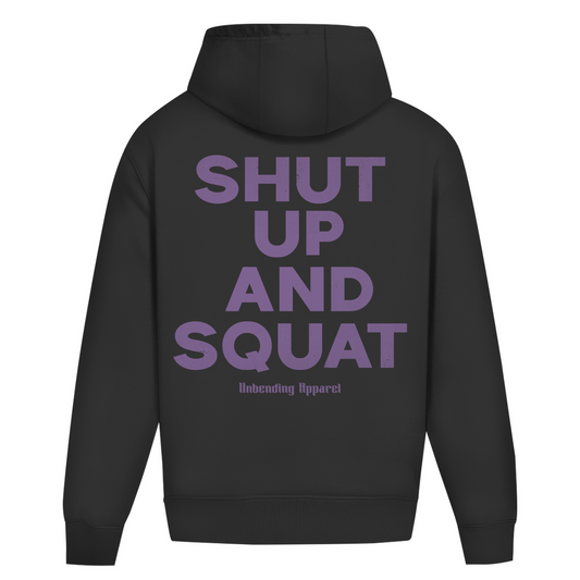 Oversize Hoodie Unisex - Shut Up And Squat - Lila - Unbending Apparel