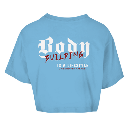 Oversize Crop Top - Bodybuilding Is A Lifestyle - Rot/Weiß - Unbending Apparel