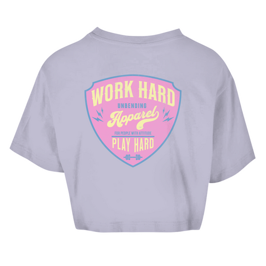 Oversize Crop - Top Work Hard Play Hard - Pink/Beige - Unbending Apparel