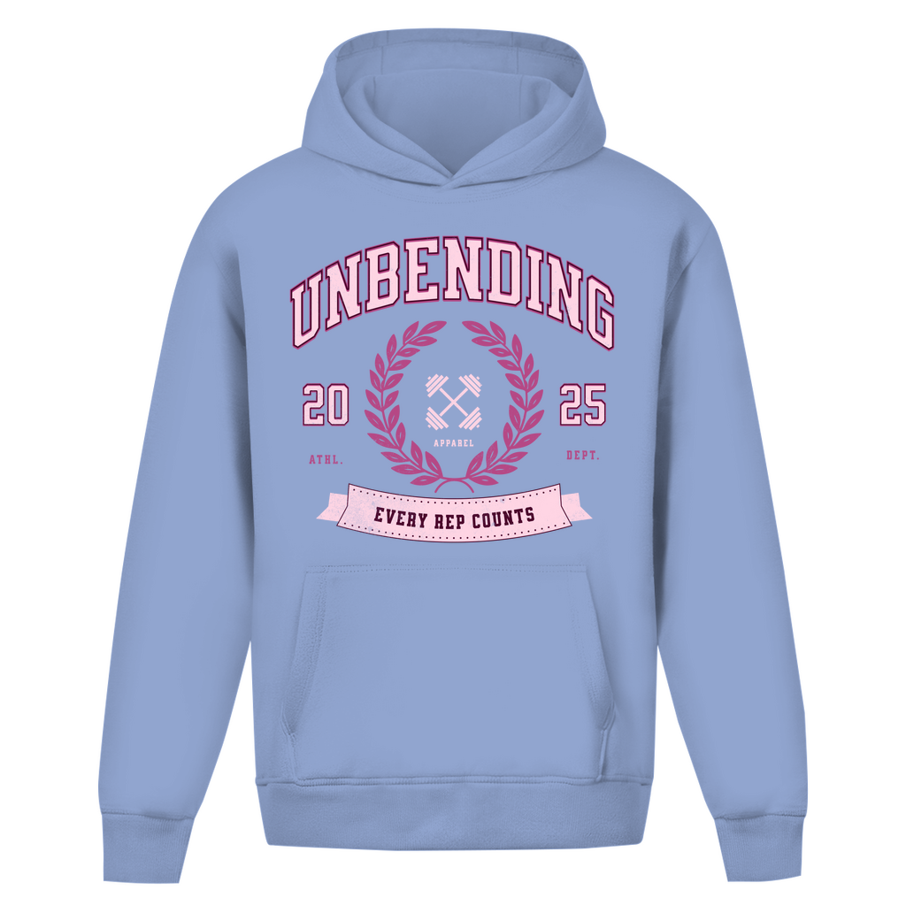 Oversize Hoodie Unisex - Ohne Kordel Every Rep Counts - Lila - Unbending Apparel