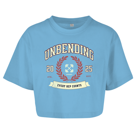 Oversize Crop Top - Every Rep Counts - Rot/Beige - Unbending Apparel