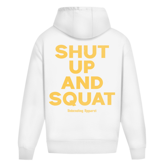 Oversize Hoodie Unisex - Shut Up And Squat - Gelb - Unbending Apparel