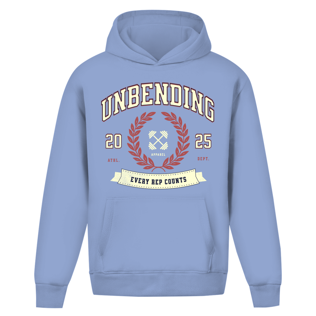 Oversize Hoodie Unisex - Ohne Kordel Every Rep Counts - Rot/Beige - Unbending Apparel