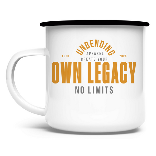 Emaille Tasse Create Your Own Legacy - Orange/Grau Unbending Apparel