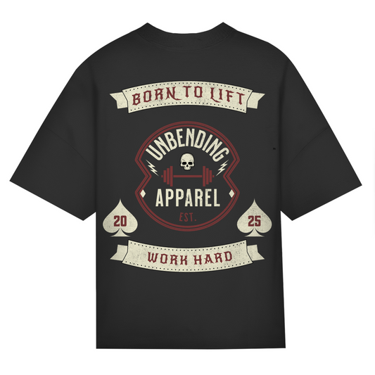 Oversize T-Shirt Unisex - Born To Lift  - Rot/Beige - Unbending Apparel