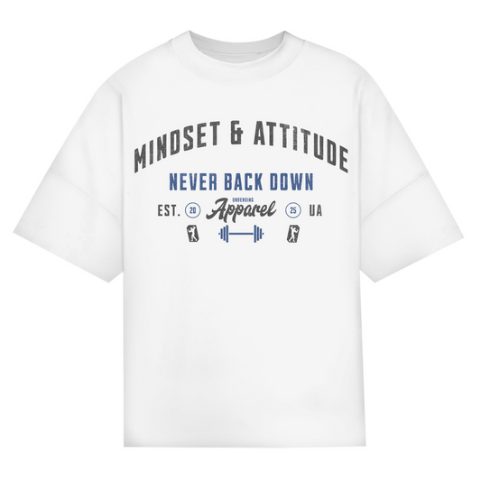 Oversize T-Shirt Unisex - Mindset And Attitude - Blau/Grau - Unbending Apparel