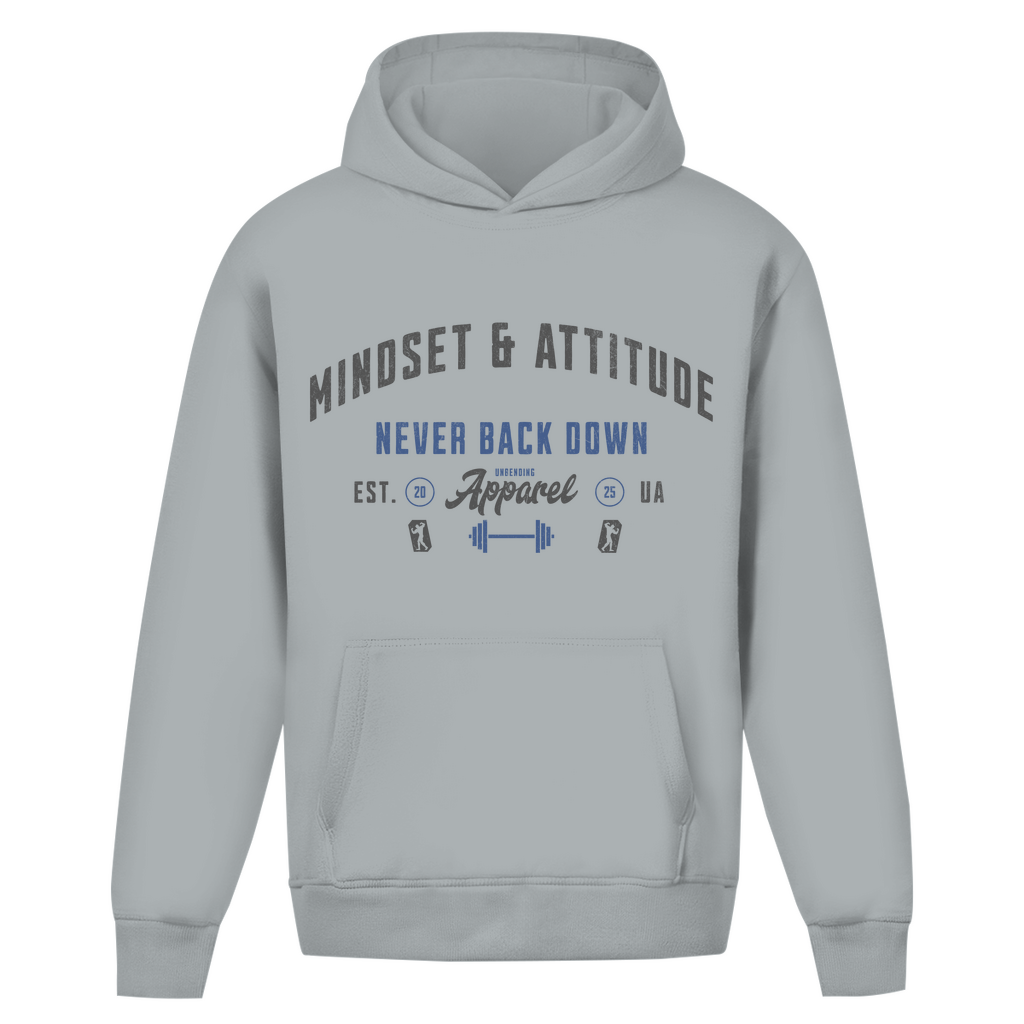 Oversize Hoodie Unisex - Mindset And Attitude - Blau/Grau - Unbending Apparel