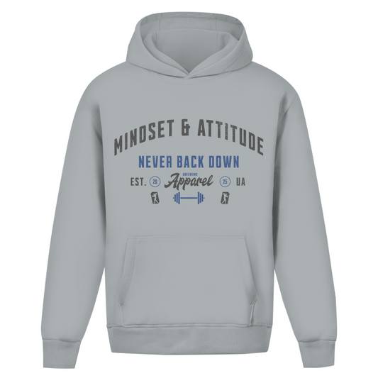 Oversize Hoodie Unisex - Mindset And Attitude - Blau/Grau - Unbending Apparel