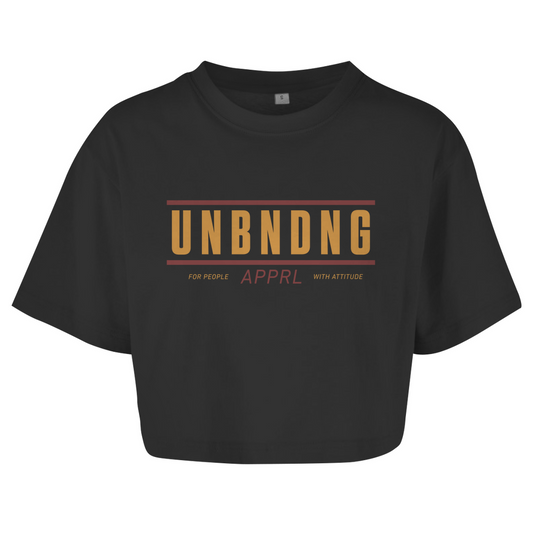 Oversize Crop Top - For People With Attitude - Gold/Rot - Unbending Apparel