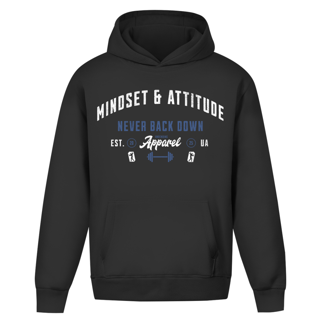 Oversize Hoodie Unisex -  Mindset And Attitude - Blau/Weiß - Unbending Apparel